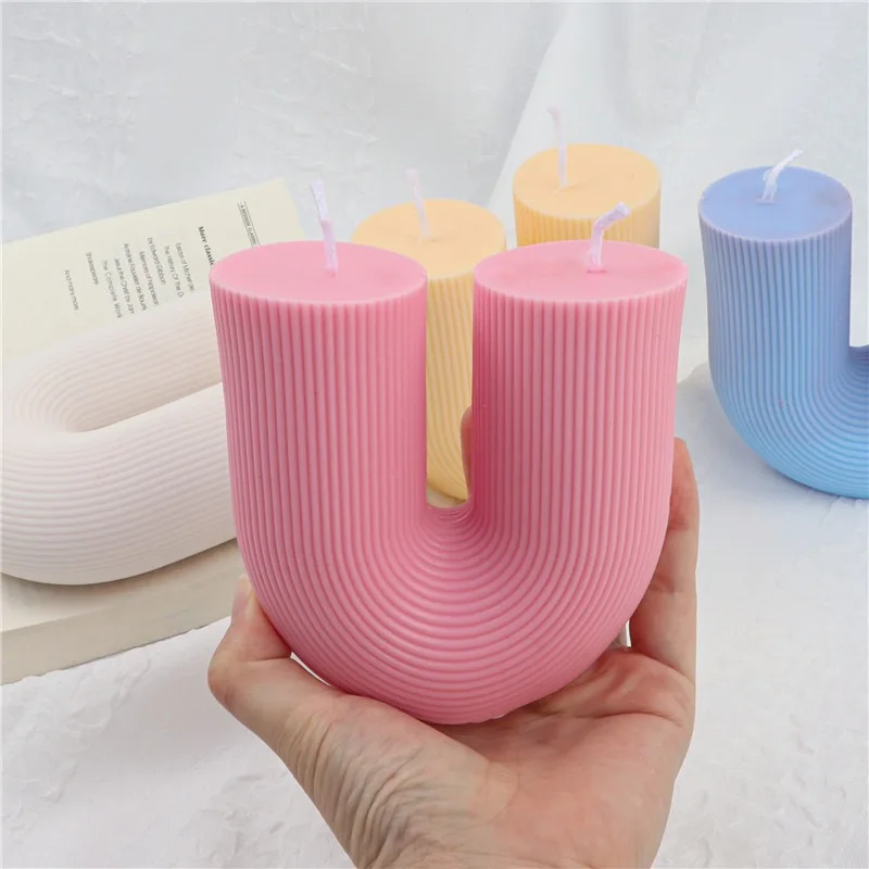 Handmade Candle Mould Geometric Arch U Shaped Aromatherapy Candle Silicone Mold Rainbow Bridge Mold DIY Candle