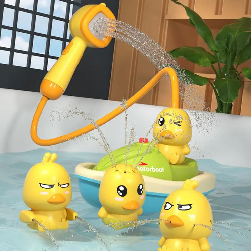 

Duck Bath Toys Cute Duck Baby Rattle Bath Toys Squeeze Animal Duck Electric Bath Time Duck With Shower Head Bathing Water Toys