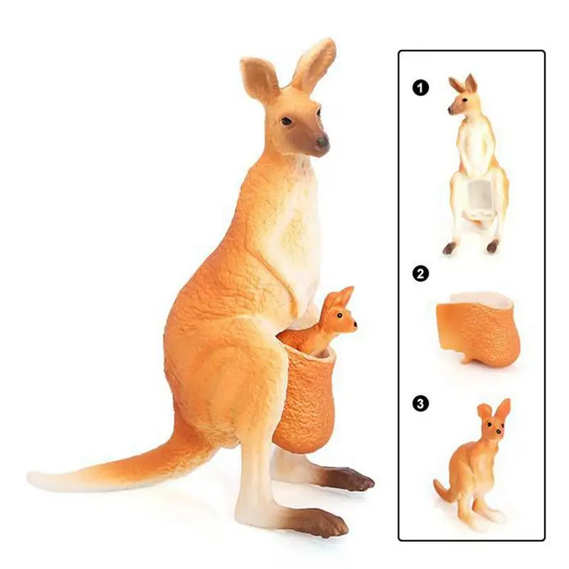 Simulation Realistic Wild-Animal Kangaroo Action Figure Toy High-quality PVC Educational Figurine Model Toy Gift For Kids Age 3+