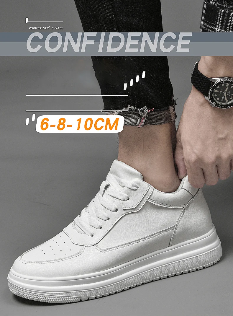 Hochwertige Herren-Sneaker, Elevator-Schuhe für Herren, modische Freizeitschuhe, bequeme Sportschuhe aus Leder, Höhenerhöhung 6/8/10 cm – Detail 1