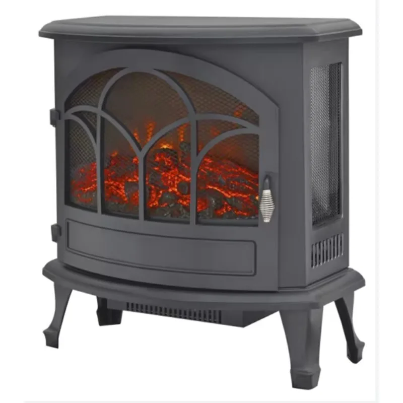 Freestanding Semicircle Black Electric Fireplace