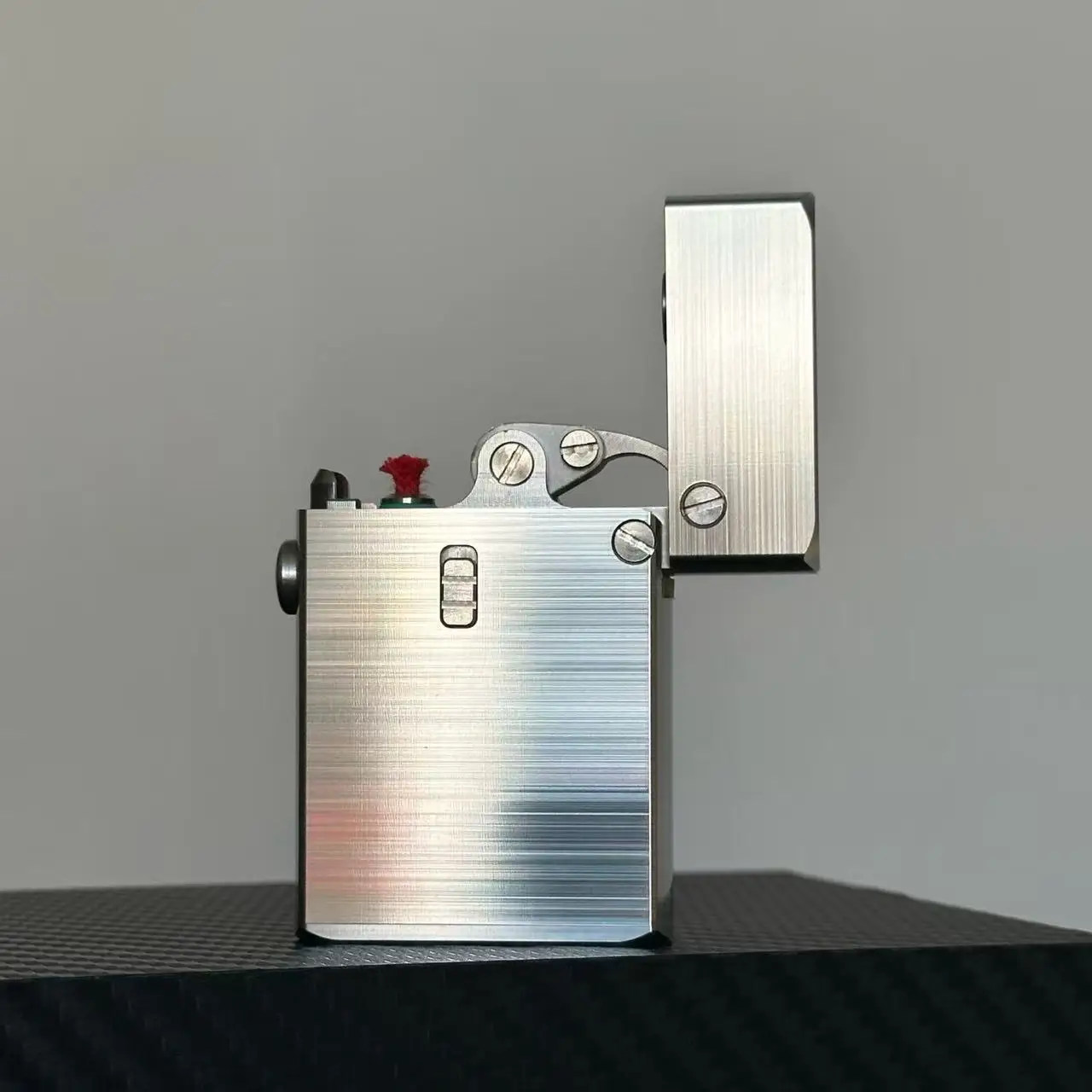 CNC Quality Fuel Lighter with Safety Lock - Stainless Steel, Semi-Automatic Mechanical Design, Durable Construction Men's Gift