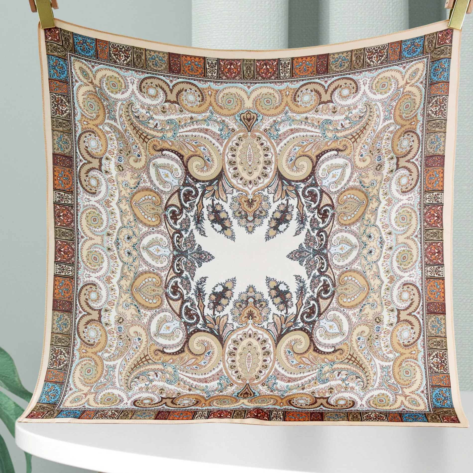 シルクスカーフ-68cm-中角-レトロ-コプラ-ダブルガーゼ-春夏-00-桑絹-薄手モデル-学生-カップル-若者向け