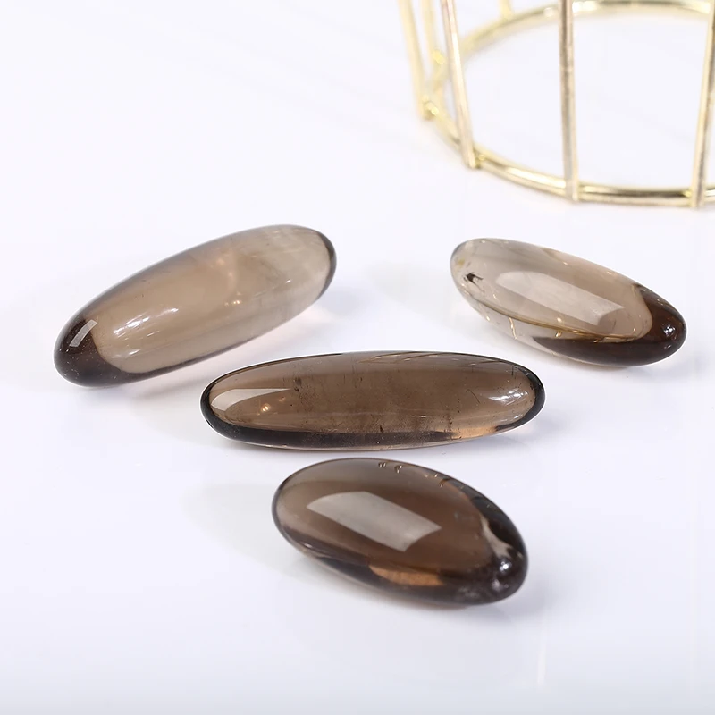 Natural Smoky Quartz Oval Palm Stones Polished Crystal Healing Worry Stones for Meditation Reiki Craft Jewelry Making Home Decor view 3