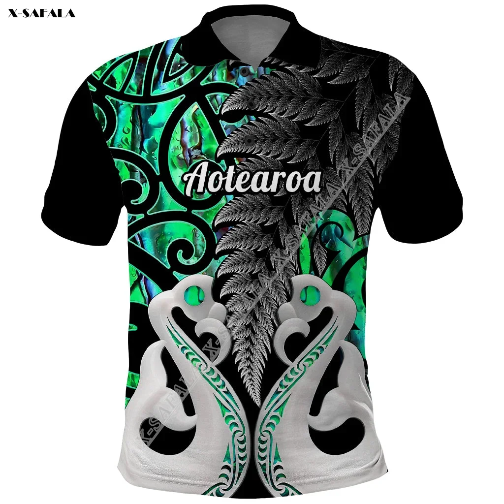 

Fern Green New Zealand Rugby Aotearoa 3D Print Men Adult Polo Shirt Short Sleeve Luxury High Quality Summer Tee Top Breathable