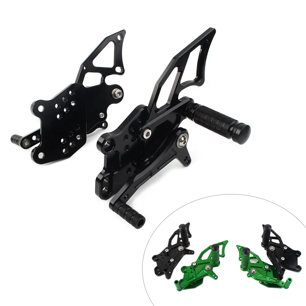 Motorcycle Rear Sets Foot Pegs Rest Pedal Footrest For Kawasaki NINJA300R EX300 2013-2016 Black/Green Aluminum