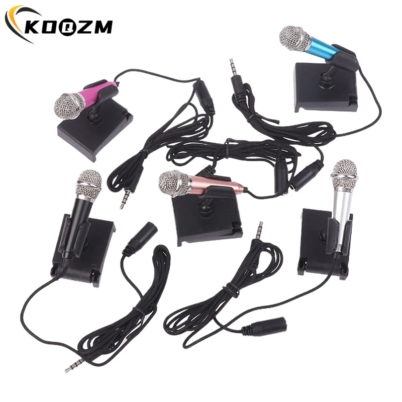 1pcs 3.5mm Mini Microphone With Stand Stereo Studio Mic For Smart Phone Laptop Desktop Handheld Microphone Portable Mini Mic