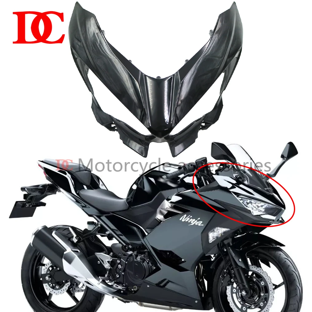 Front Headlight Upper Nose Cover Plate Fairing Headlamp Panel Shield Shell Cowling For NINJA400 2018 2019 2020 2021 2022 2023