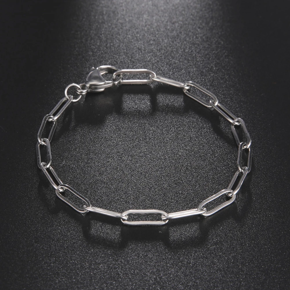 My Shape Punk Paperclip Bracelets for Women Men Oval Chains Cable Chain Bangle Stainless Steel Fashion Wrist Jewelry Wholesale