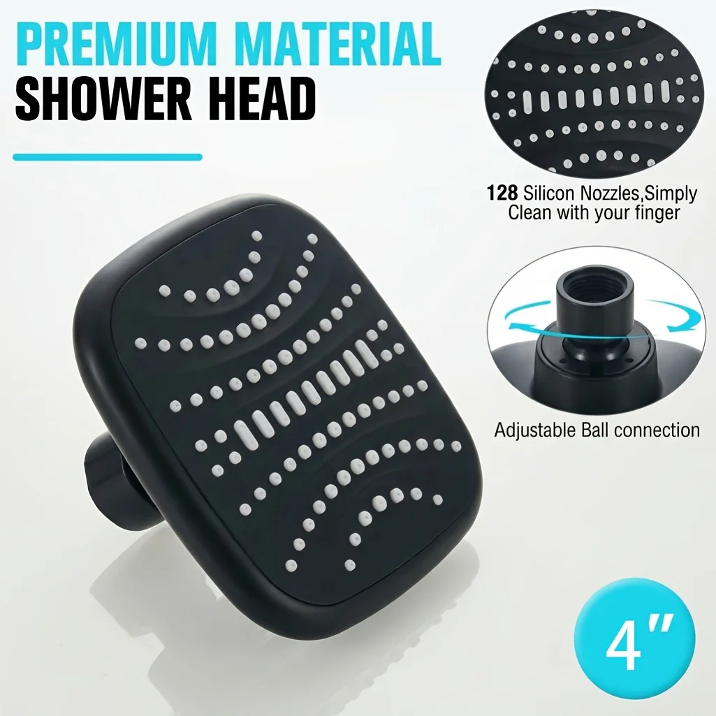 Fashionable square top shower head, 360 ° rotating panel, wall mounted to enhance bathing experience, shower accessories