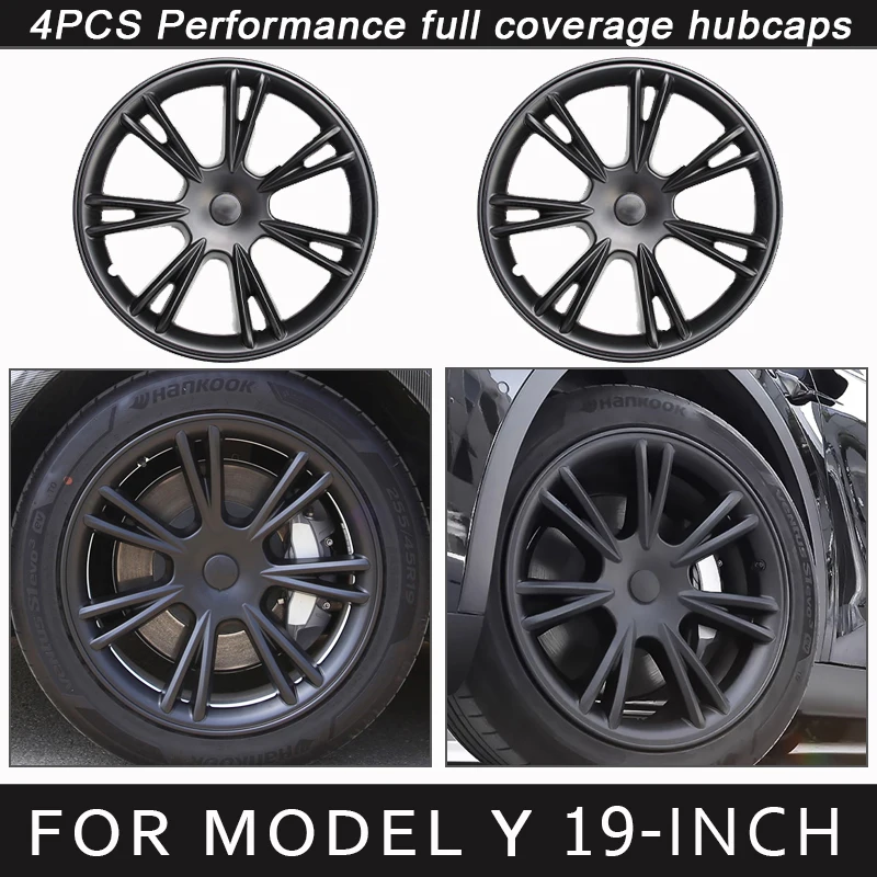 4PCS Hub Cap Performance Replacement for Tesla Model Y Wheel Cap 19-Inch Automobile Hubcap Full Rim Cover Accessories 2018-2024