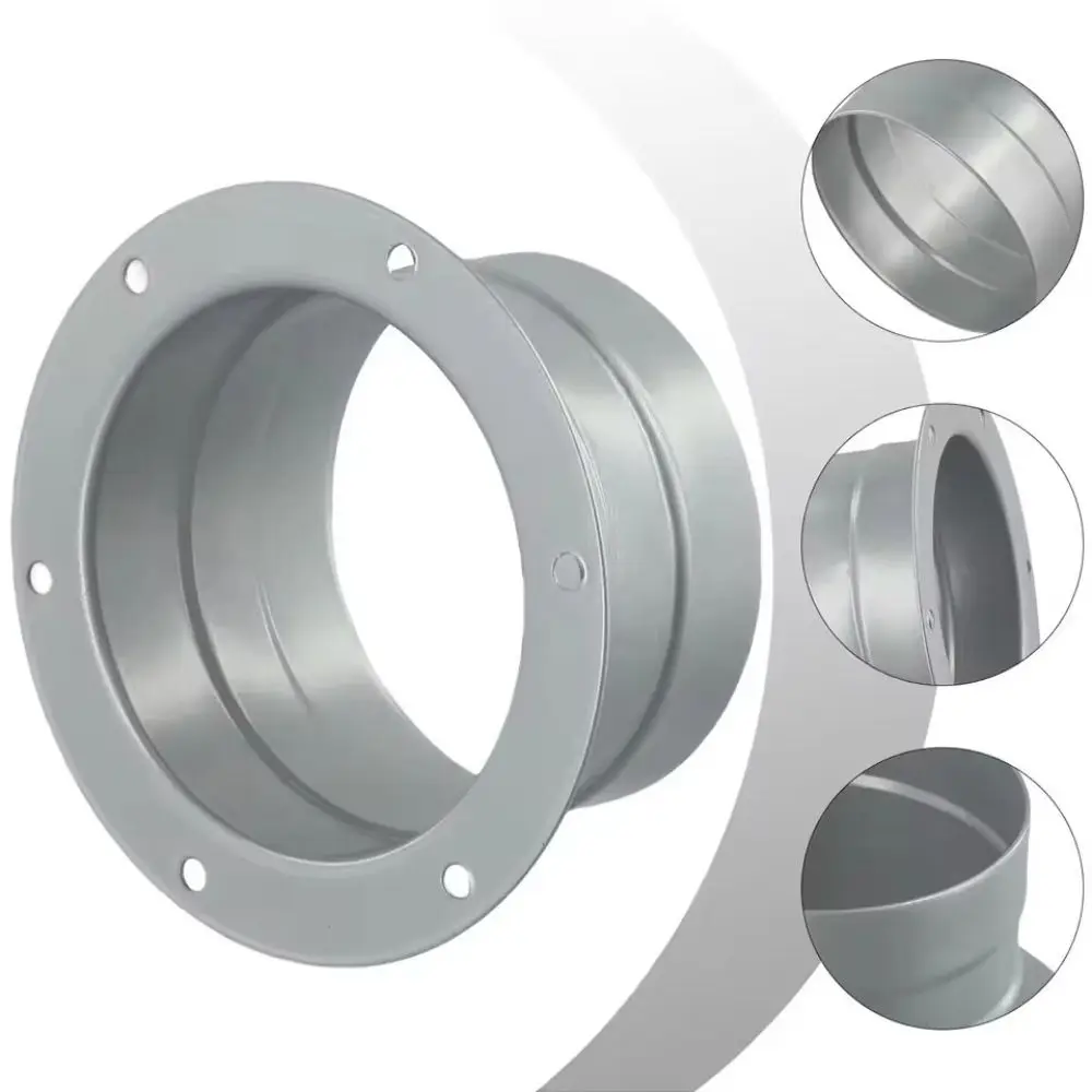 Metal Exhaust Duct Connector Flange 75-300mm High-temperature Resistant Straight Flange Adapter Round Pipe Air Vent Connector