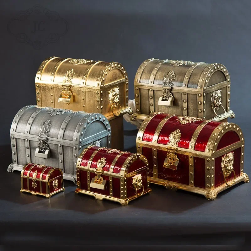 European Metal Jewelry Box, Storage Case, 2 Layers, Treasure Chest, Table Organizer, S, M, L, Z105