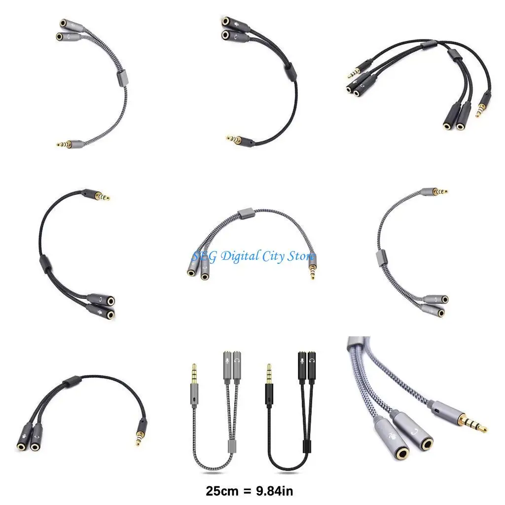 

U75B 3,5 мм звуковой адаптер Y Splitter 3,5 мм Кабельные гарнитуры от 2 до 1 мужчины для ноутбука