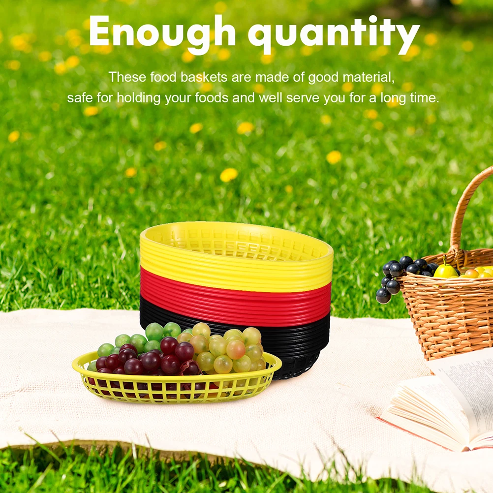 

10Pcs Snack Basket Bread Container Sundries Holder Plastic Basket for Home Restaurant Catering Food Storage Catering Tray