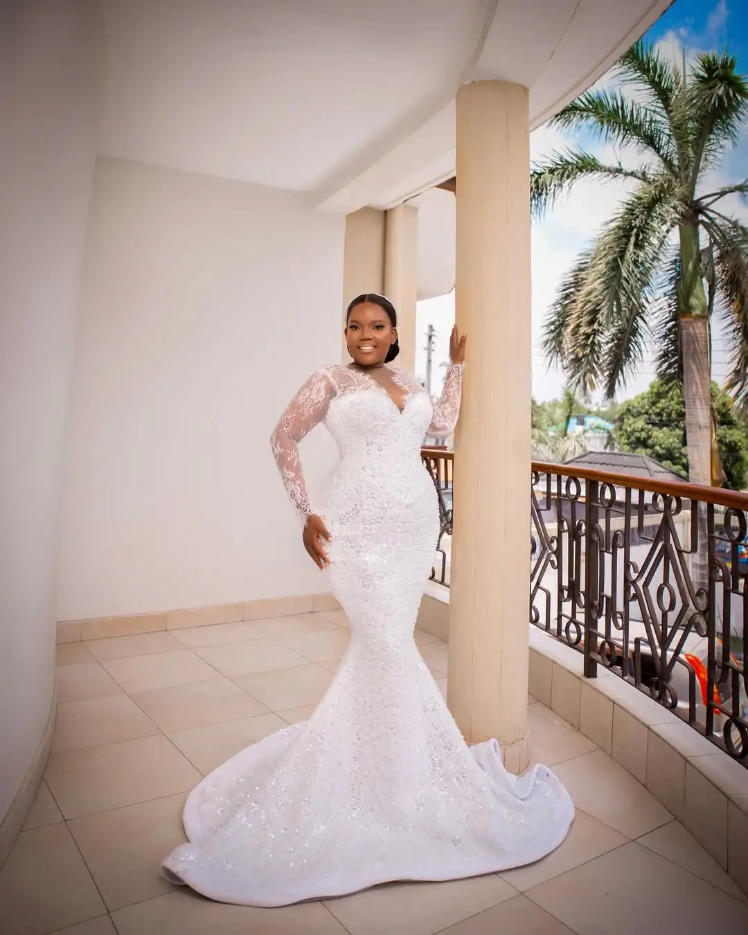 Customized Sheer Neck Sparkly Beads Appliques Wedding Dress with Removable Skirt Vestido De Novia Full Sleeves Bridal Gowns
