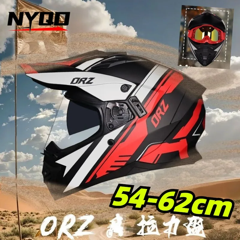

ORZ Full Face Off Road Motorcycle Rally Helmet Unisex Four Season Safety Headgear for Outdoor Riding