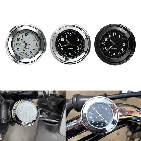 Universal 22-25mm Luminous Clock Thermometer Temp Gauge Waterproof Motorcycle Handlebar Mount Clock Motorcycle Watch