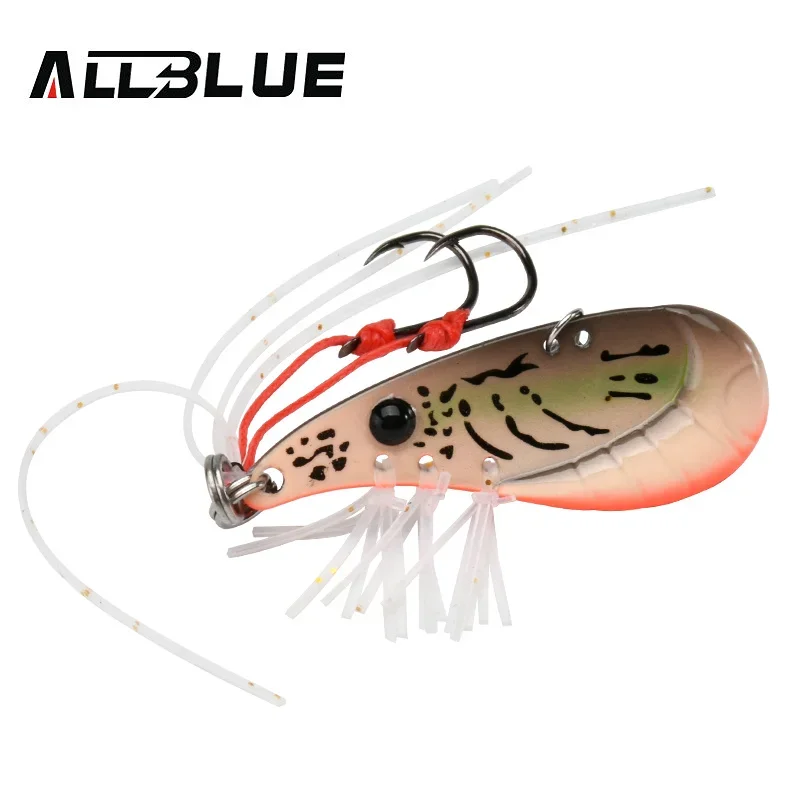 

ALLBLUE-Crazy Shrimp Fishing Lure, Artificial Seaweed bait with template, assistance hook, rubber skirt, Metal VIB sink leaf spo
