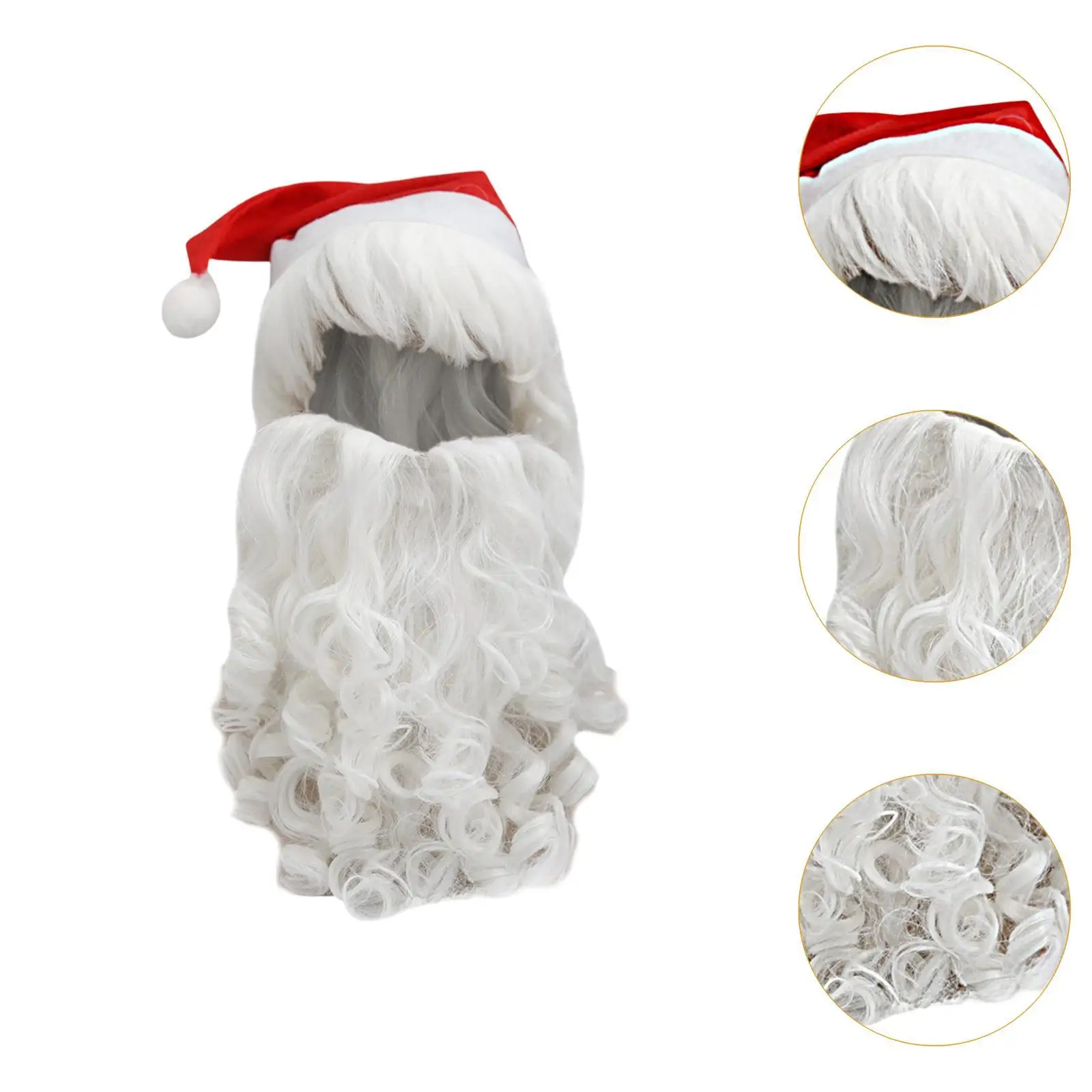 Santa Wig and Beard Set for Christmas Decorative Dress up Santa Cosplay Wig for Roles Play Xmas Masquerade Holidays Themed Party