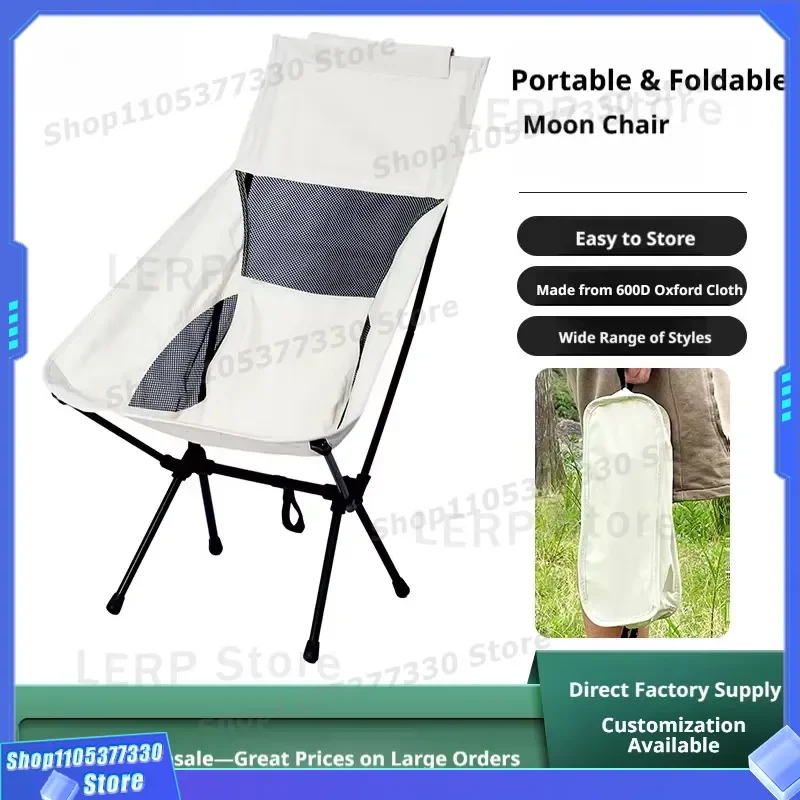Lightweight Folding Camping Chair High Back Ergonomic Design Portable Outdoor Lounge Seat for Hiking Beach Picnic Travel Gear
