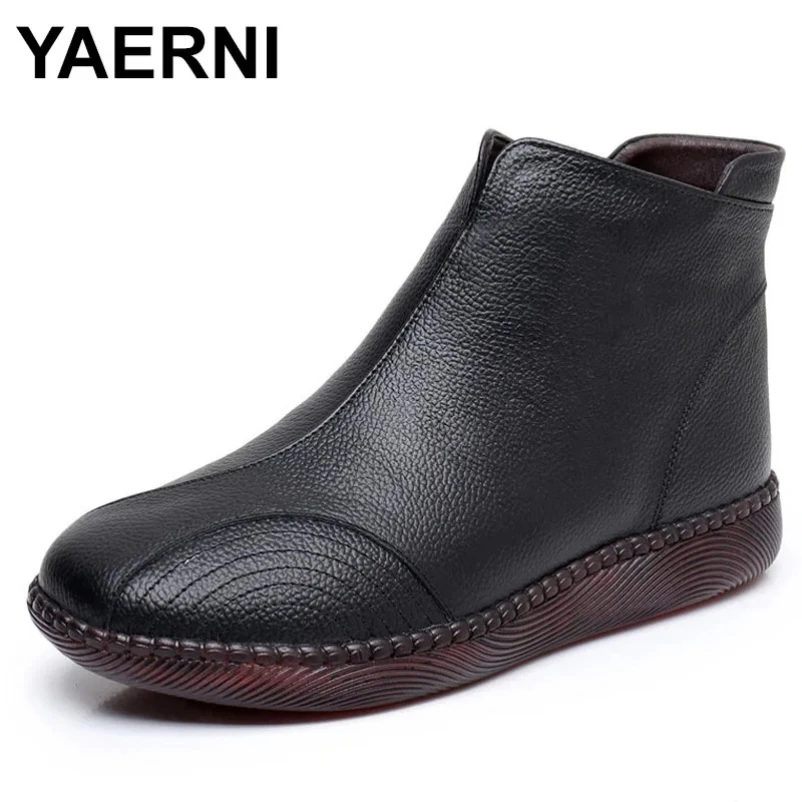 

Осенняя обувь в стиле ретро, женские зимние ботинки, женская обувь из натуральной кожи, женские ботильоны на плоской подошве с молнией, Botas