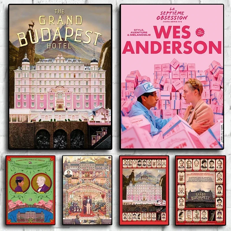 فندق جراند بودابست مطبوع على القماش جدار الفن لديكور المنزل ملصق الفيلم الجمالي جدارية لتفاصيل السفر في غرفة المطبخ والشرفة #1