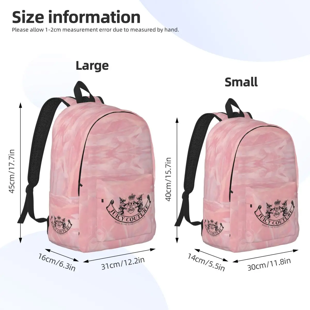 Juicy-Couture Backpack Student Schoolbag for Men Women Laptop Canvas Bags