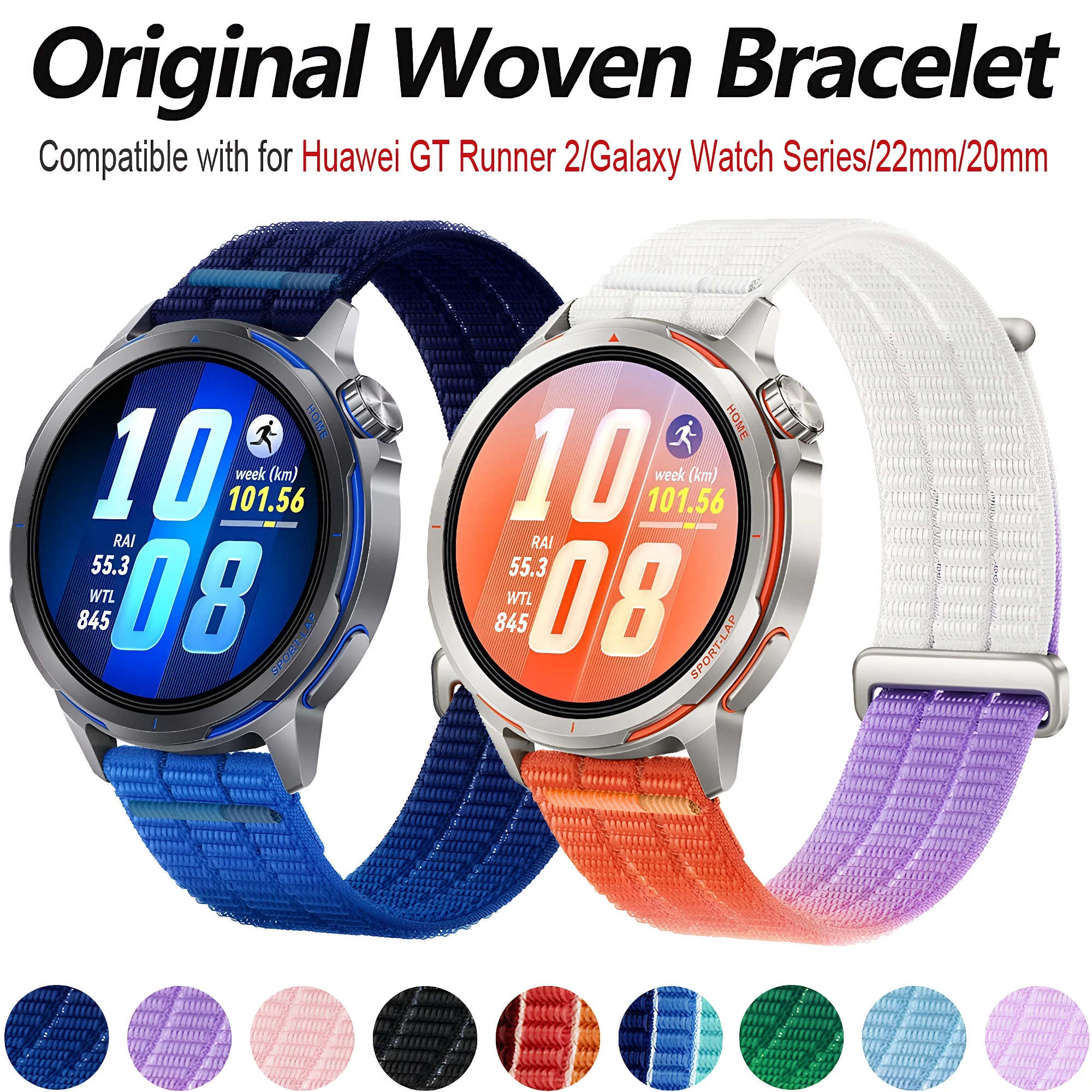 Correa Original 1:1 para Huawei Watch GT Runner 2 Sport, Correa de Nailon para Galaxy Watch 7 6 5 Pro 4 Classic, 20mm 22mm