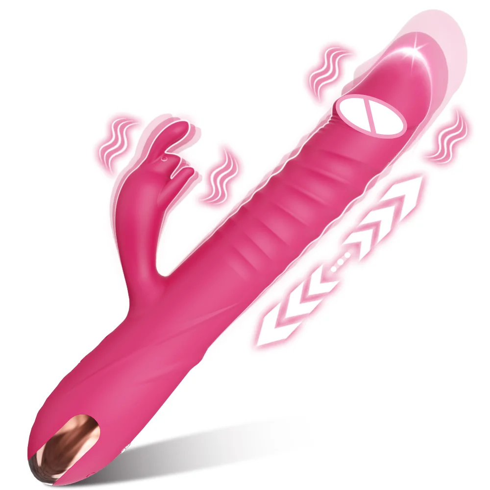 Rabbit Thrusting Dildo Vibrator for Women Clitoris Stimulator G-Spot Vibrating Female Telescopic Vagina Massager Adult Sex Toys