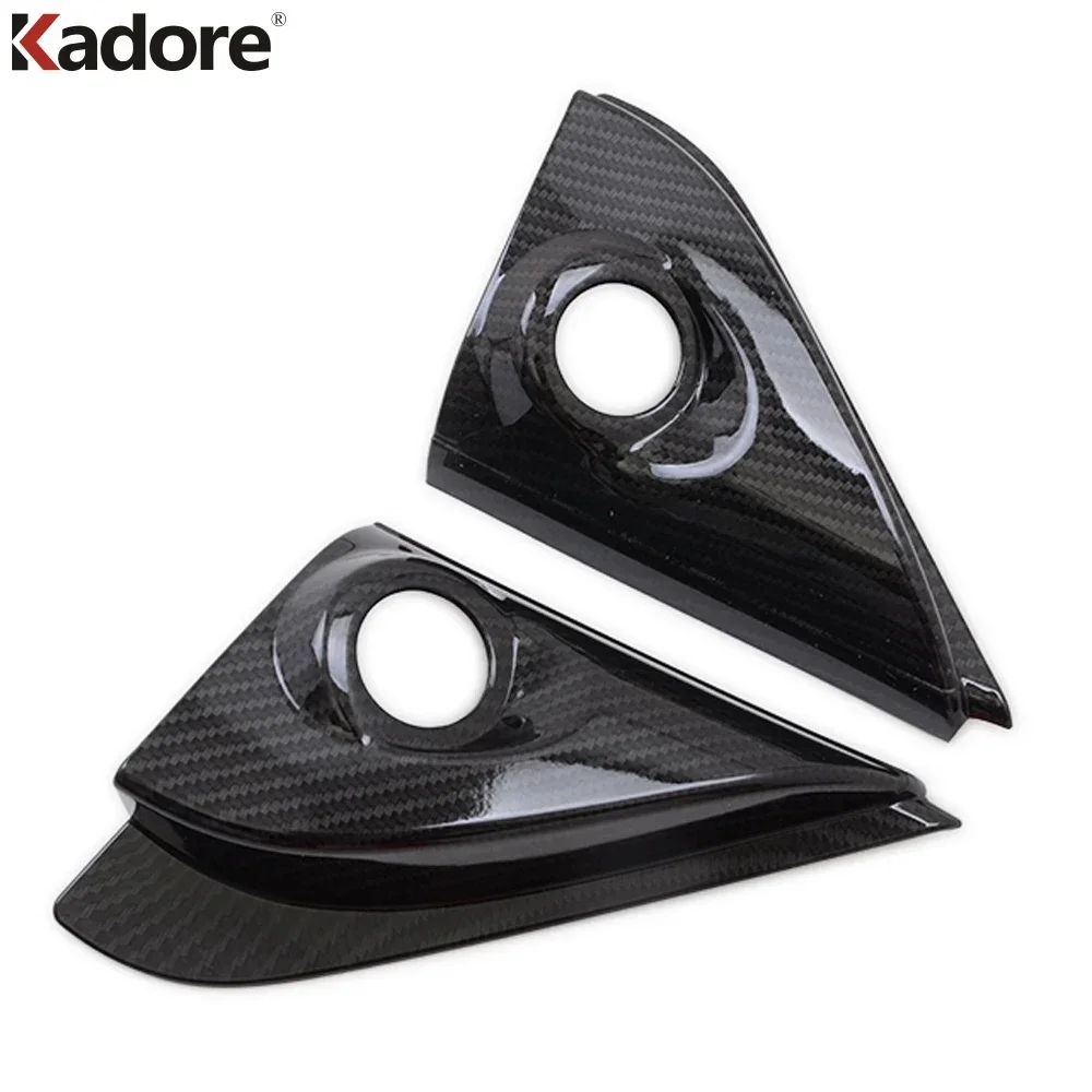 For Mitsubishi Outlander 2016-2020 Carbon Fiber A Pillar Triangle Audio Stereo Speaker Bezels Covers Car Interior Accessories