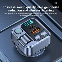 Bluetooth 5.1 FM Transmitter Car Charger 20W PD USB-C Fast Charger Car Radio with Mic for Wireless Hands Free Call MP3 Player