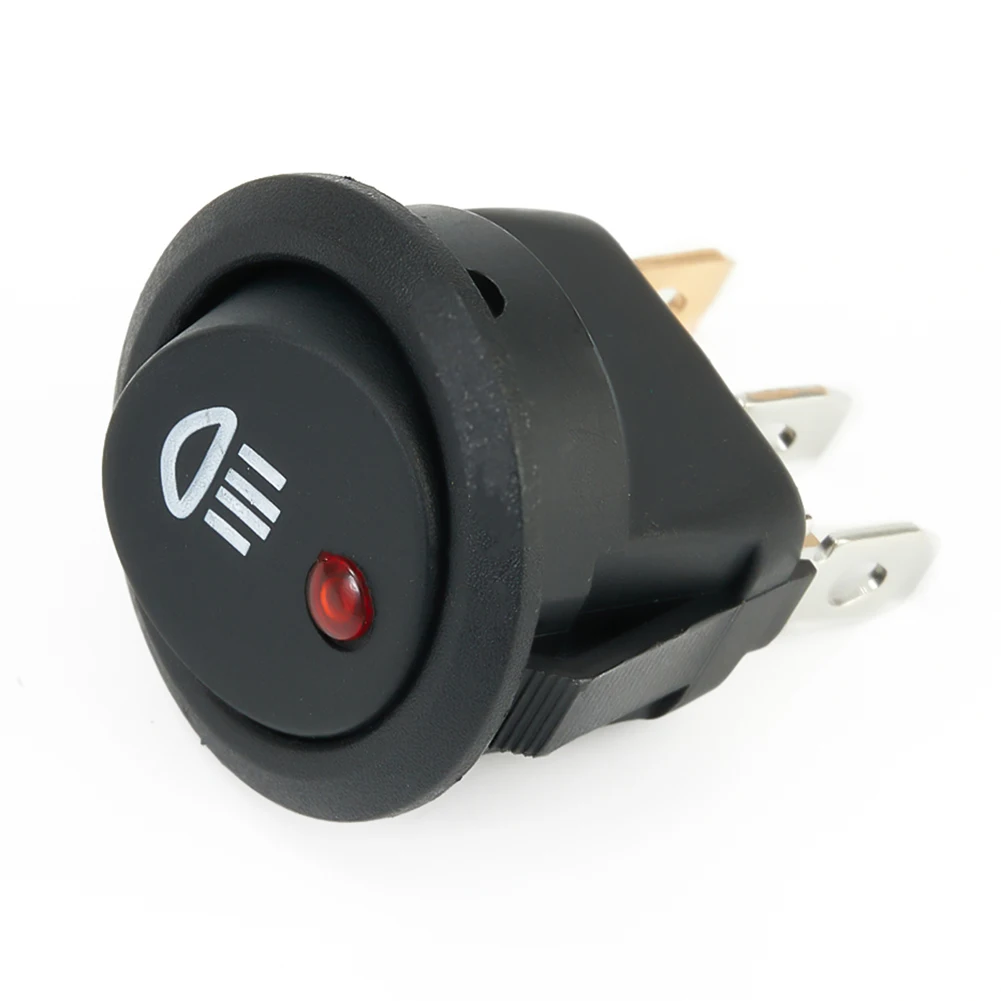 1PC 23mm On Off Rocker Fog Light Switch Round 12V Red Led Fog Light Lamp Symbol Van Truck Durable Car Controls Accessories