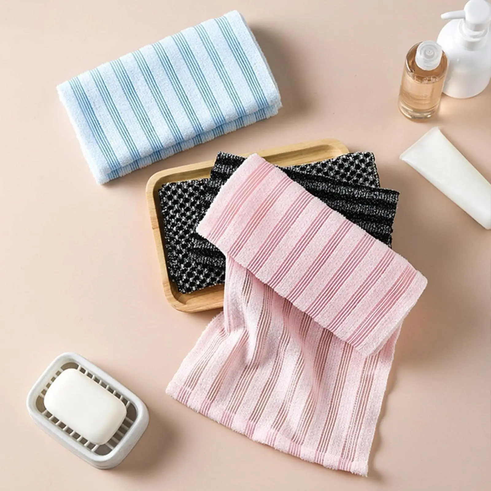 Exfoliating Washcloth 25x100cm Shower Towel Long Exfoliate Rag for Women Men