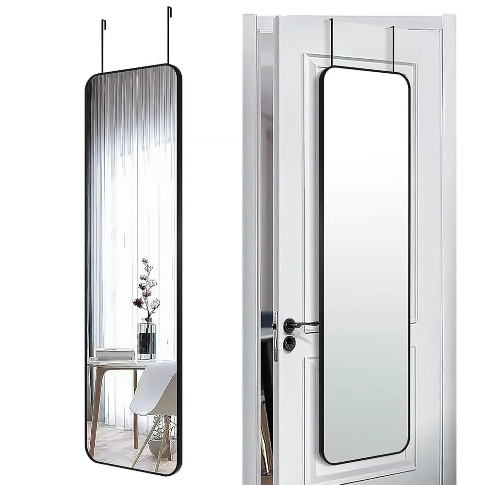

47X14 Mirror Rec Full Body Length Door Hanging Wall Mounted Metal Frame Dressing Make-Up Mirrors For Entryway Bedroom Bathroom