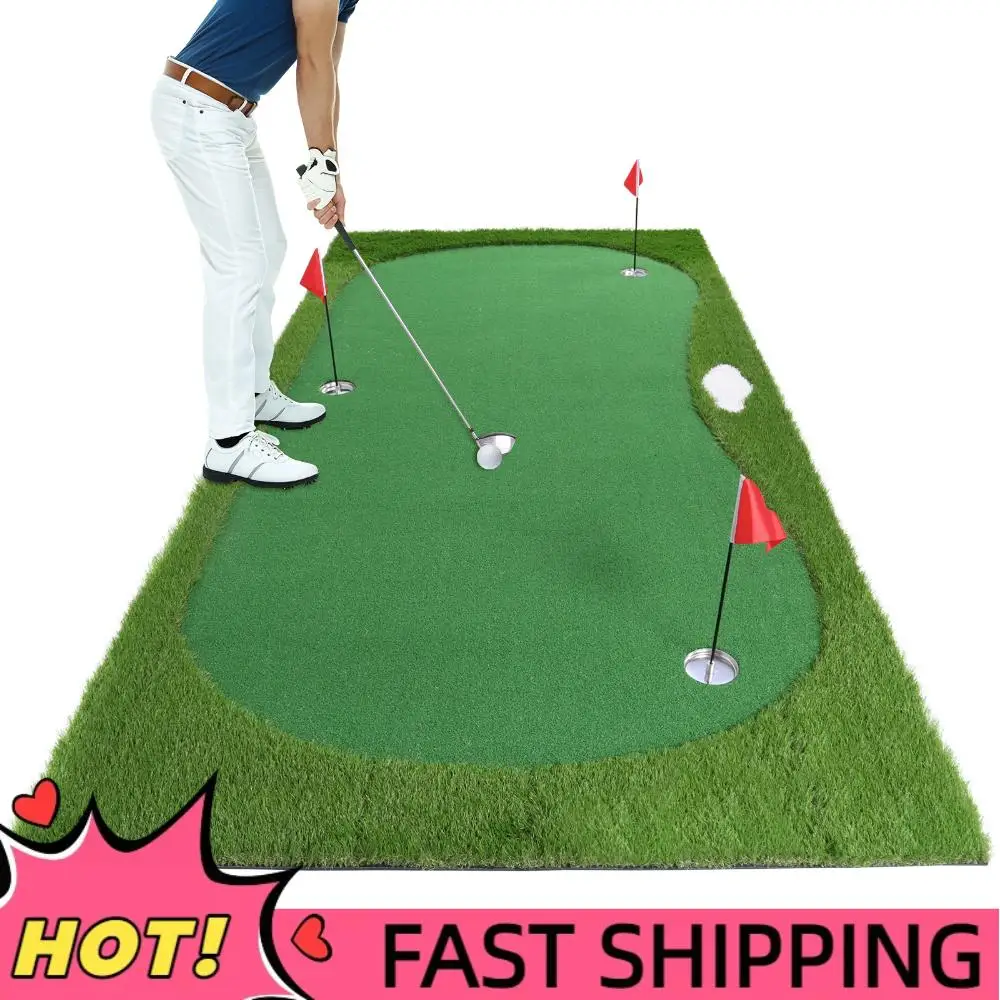 

Golf Putting Training Mat Golf Putting Green with Movable Cup/Slope Pad 3mx1.5m W/ 3 Flag for Putting Practice Indoor Outdoor