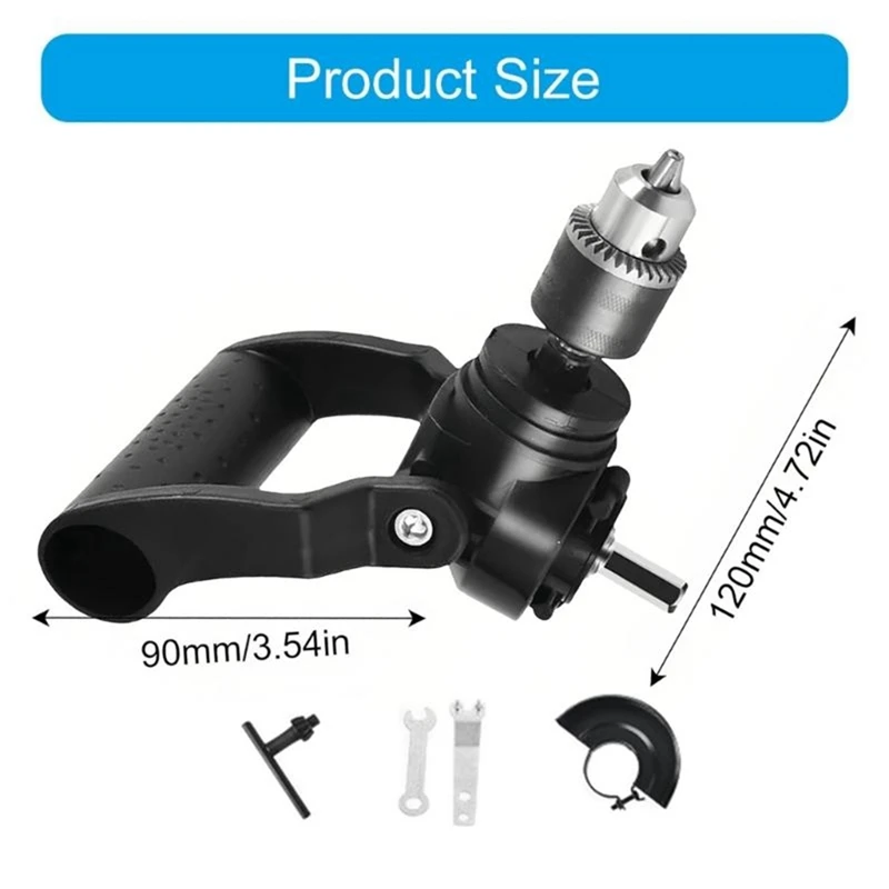 A03F Right-Angled Drill Attachment 90 Degree Chuck Adapter for Woodworking Power Tool Accessory 1.5-10mm