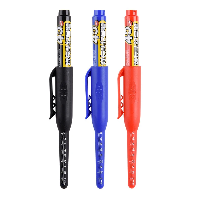 45mm Deep Hole Long Nib Head Markers Deep Drill Hole Long Nib Scriber Multifunction Mechanical Carpentry Colorful Marker Pen