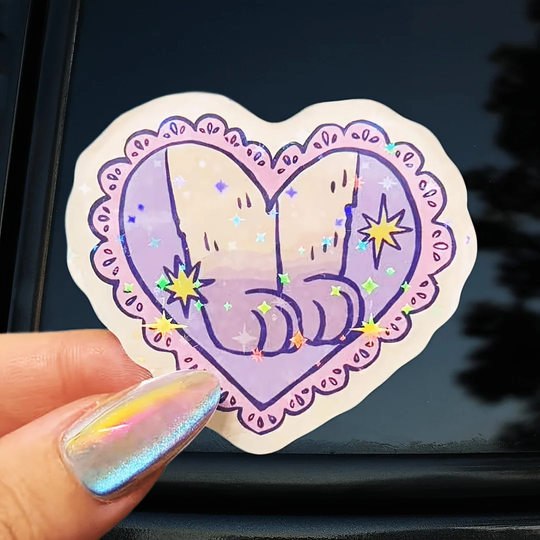 1pc purple heart-shaped cat feet, gentle and powerful, sweet and cool, suitable for decorating laptops, water bottles, etc