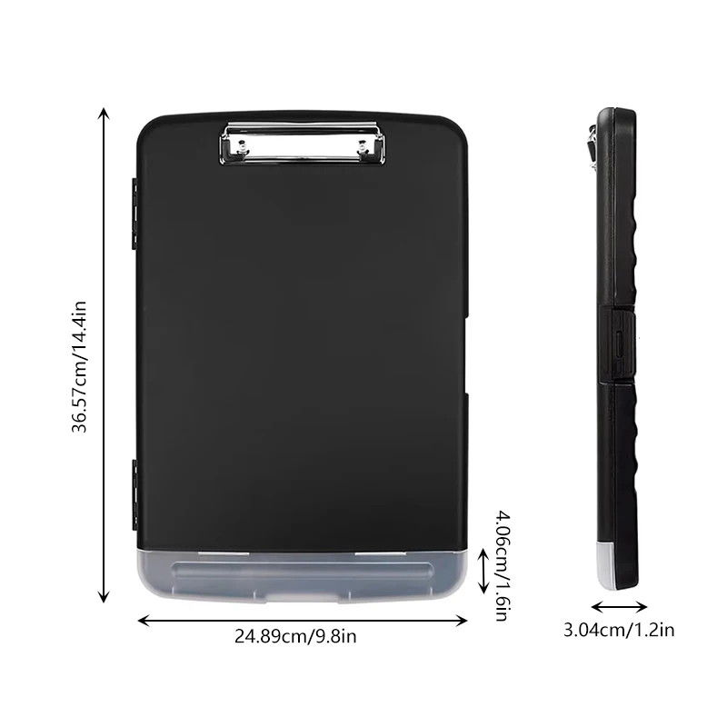 大型 A4 防水ファイルボックス ペンスロット付き デスクトッププラスチックフォルダー データファイルストレージ ライティングボードクリップ付き 事務用品用