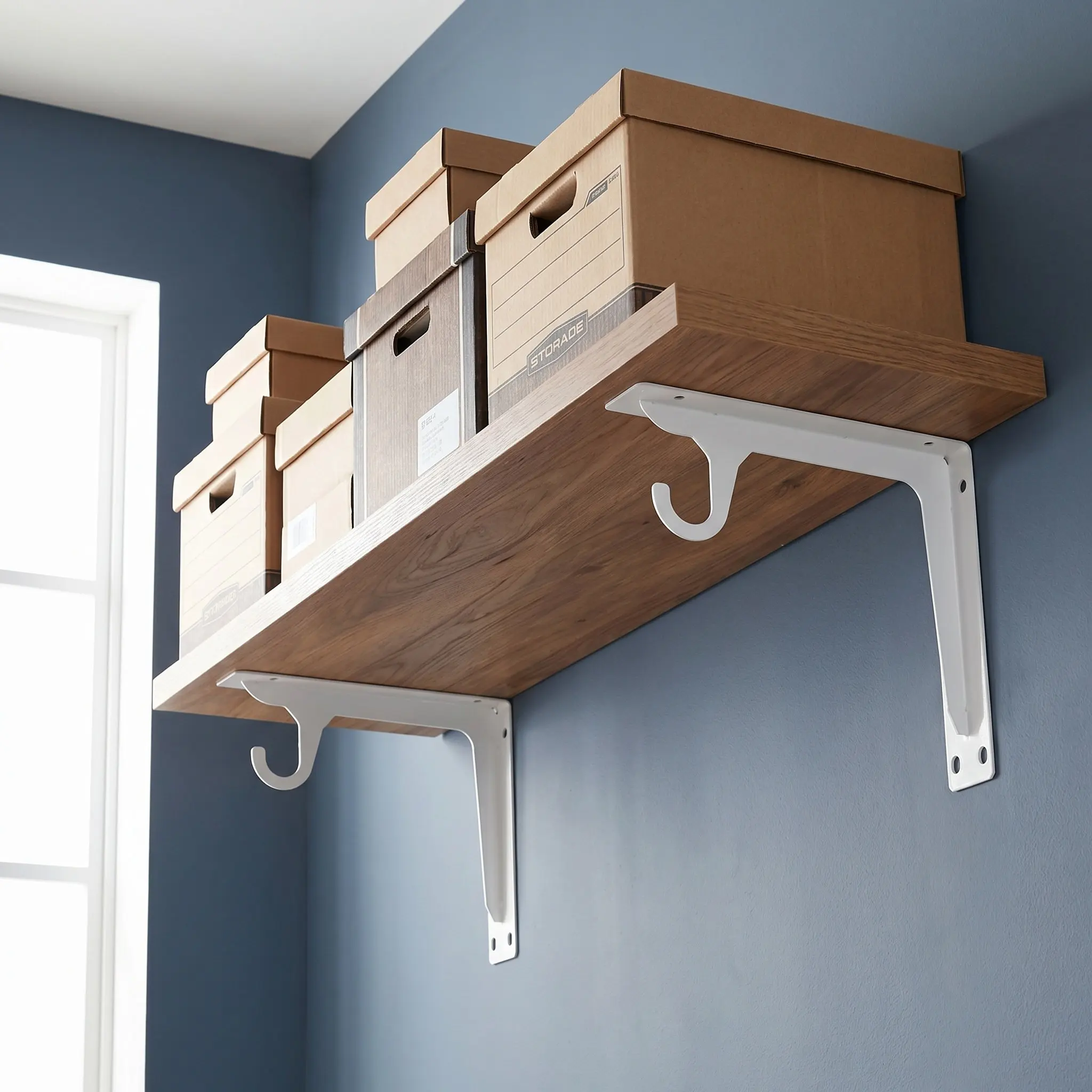 2Pcs Closet Shelf Brackets Metal Support Heavy Duty Closet Rod Holder Wall Mounted Wardrobe Rack Storage Organizer Hooks