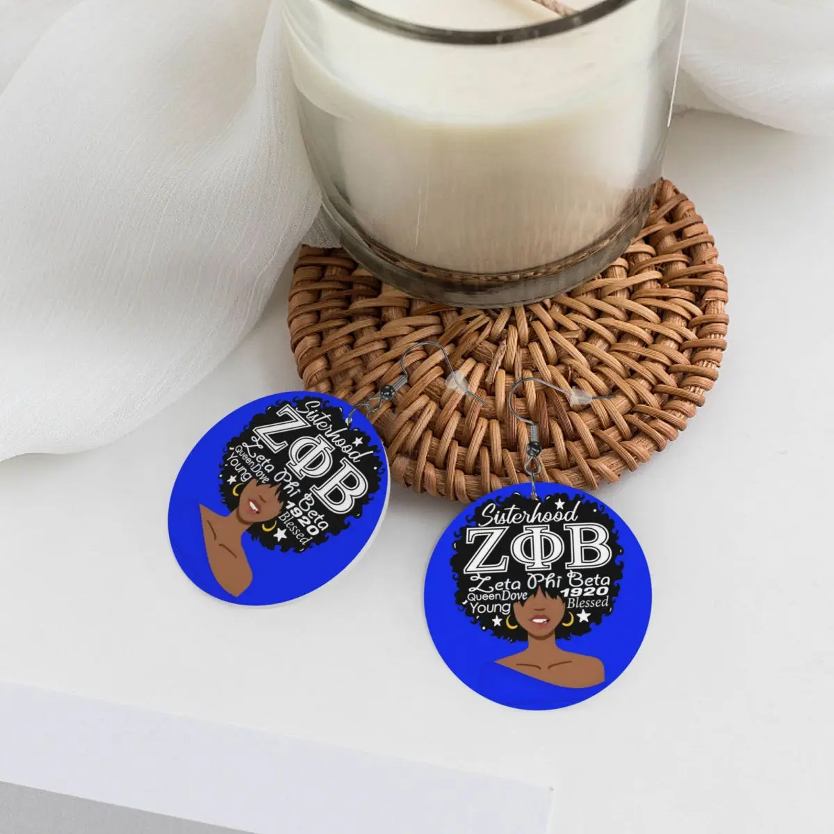 Anting Kulit Bentuk Tetesan Air Mata Custom Zeta Phi Beta ZOB untuk Wanita, Anting Kulit Fashion Ringan untuk Pesta dan Liburan