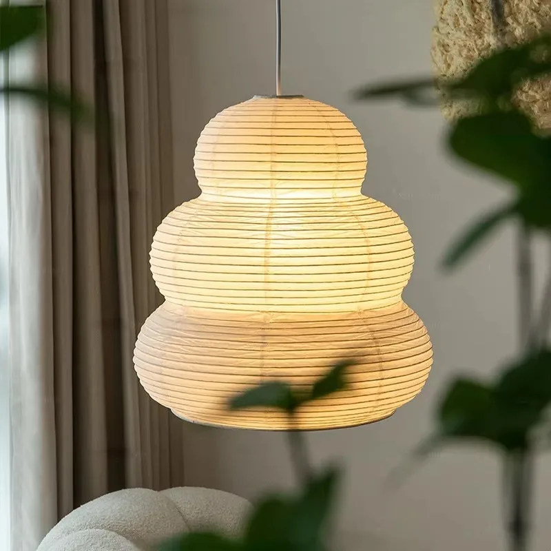 Wabi-sabi Japanese Rice Paper Pendant Light Modern Living Dining Room Study Bedroom Hanging Lamp Home Decor Lighting Chandelier
