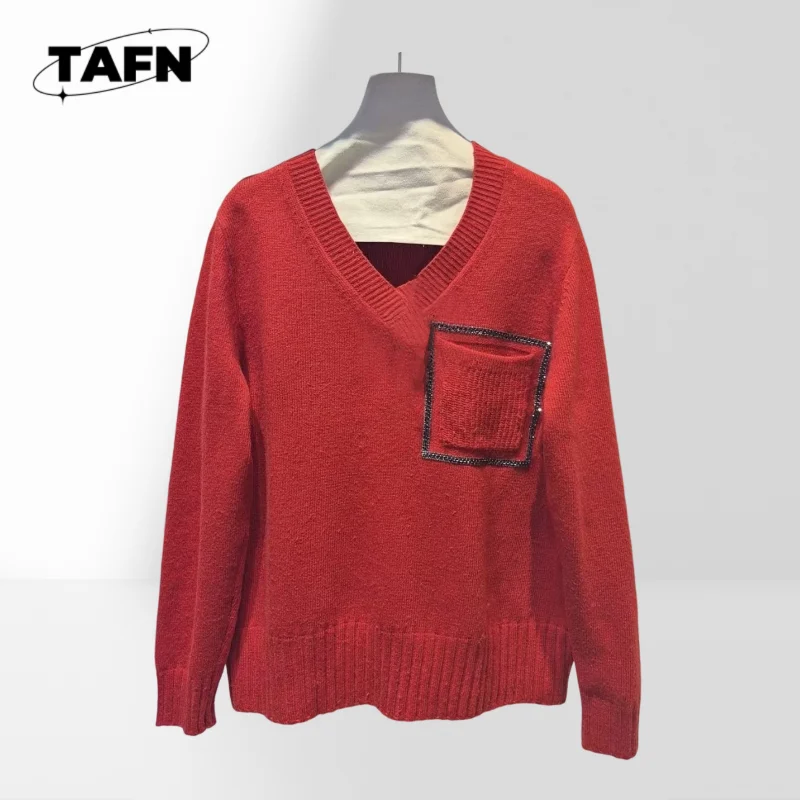 

Wool sweater women elgantWinter Stay Warm Fashionable christmas sweater pullover knitwearсвитер красныйAK1220