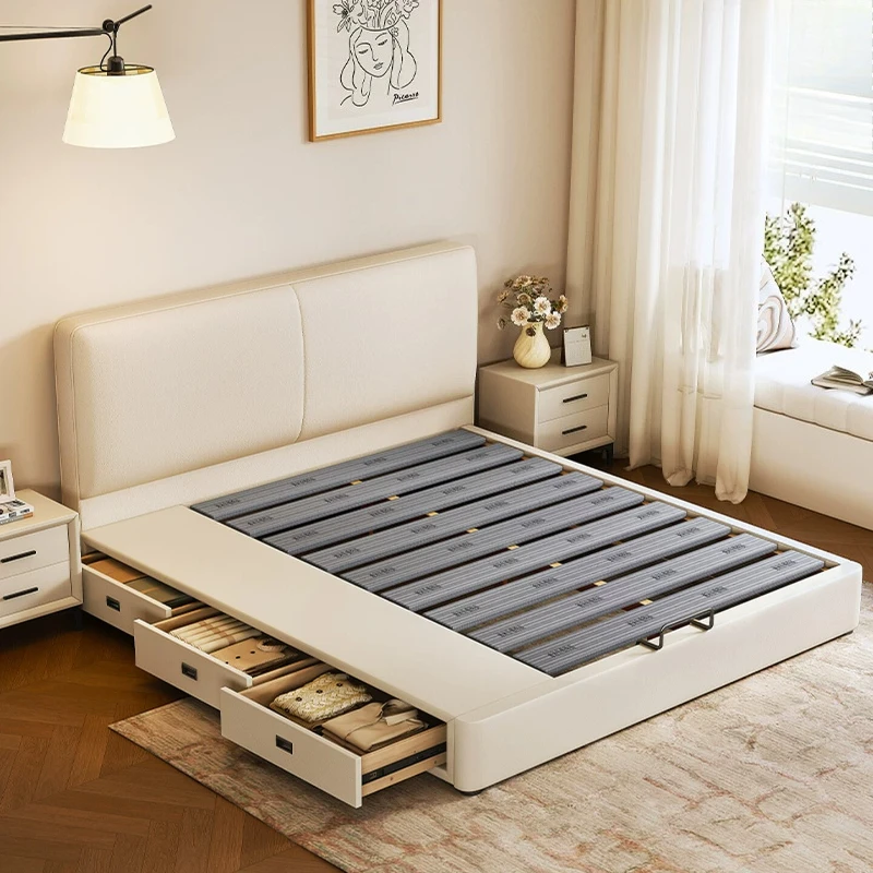 Modern Headboards Bed Bedroom Children Sleeping Single European Queen Luxury Bed Simple Design Letto Matrimoniale Home Furniture