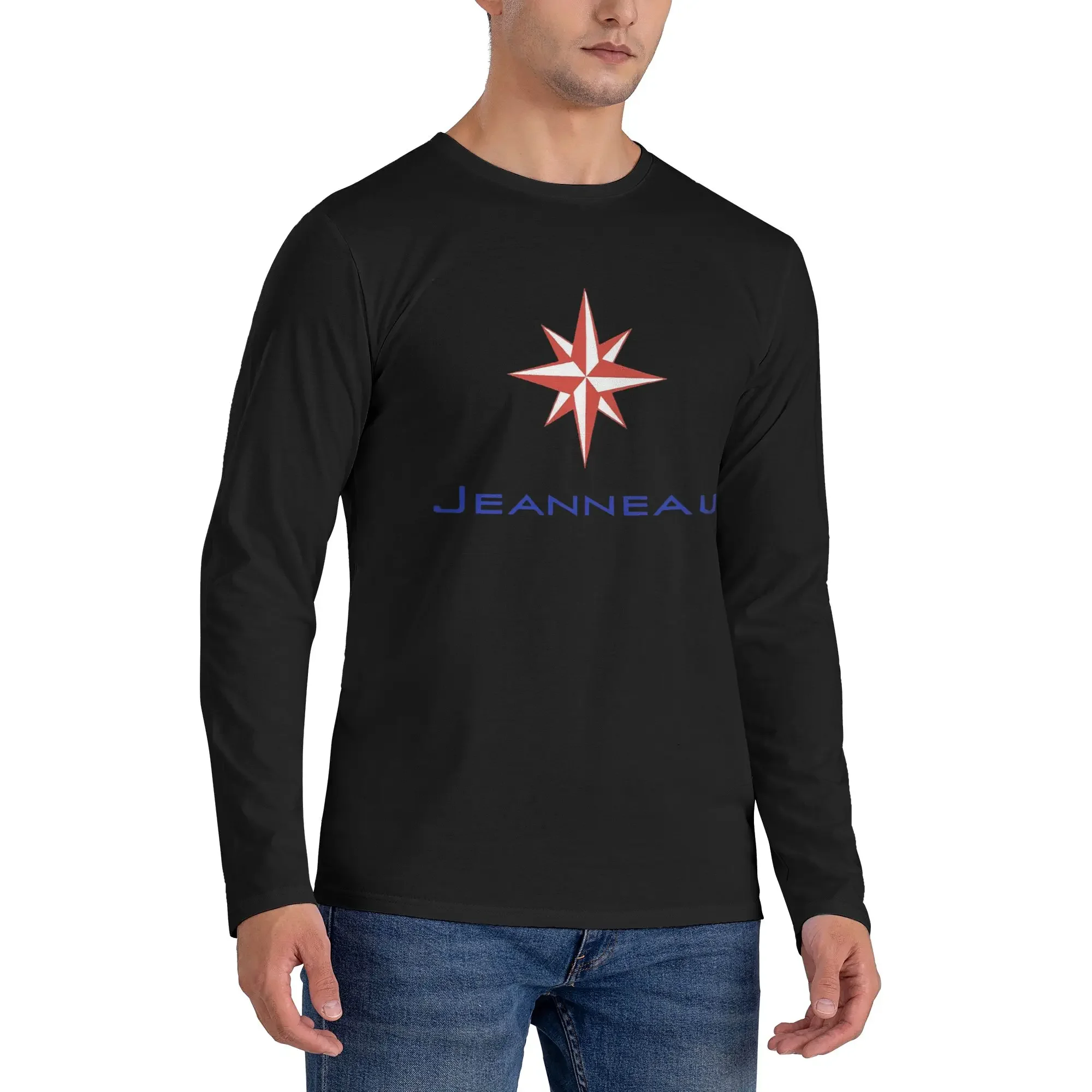 

Jeanneau Yachts Men's Long Sleeved T-shirt Fashion Round Neck T shirts Spring and Autumn Men tops