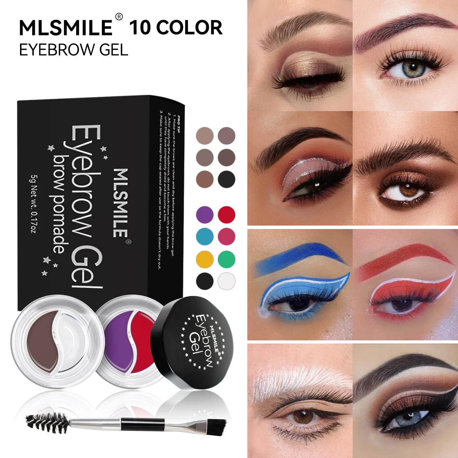 Bicolore styling sopracciglio colorante colorante sopracciglio pasta eyeliner colla due in uno matita per sopracciglia impermeabile eyeliner