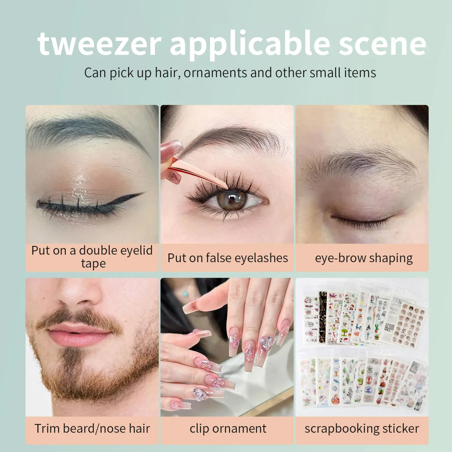 Pinzette per sopracciglia in acciaio inossidabile Sopracciglio curvo Taglia ciglia Pinzette angolate Strumenti per ciglia finte Rimuovi piccoli peli incarniti