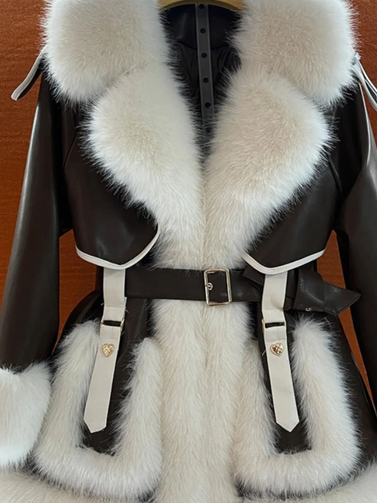 Faionable Fur Jaet Casaco Parka feminino de comprimento médio tendência de inverno Ele Sle Long Sve V-Ne solto ajuste agasalhos