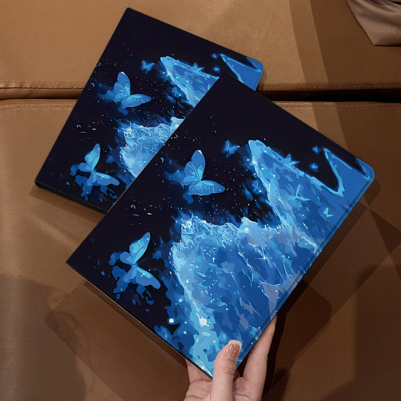 Blue Ocean Butterfly Y2KTablet Case For iPad Pro 11 12.9 13 A16 M2 M4 M3 M5 Shell 10.2 5/6/7/8/9/10/11th Mini Air 3 4 5 6 Cover